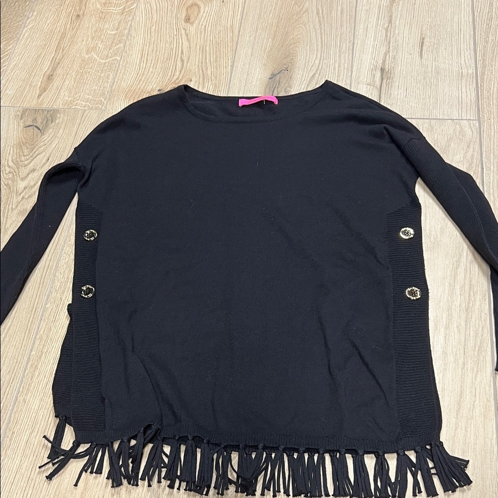 Lilly Pulitzer Black Fringe Sweater
